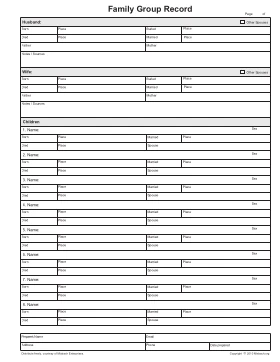 Family Group Record preview
